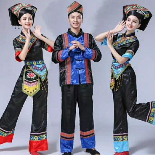 壮族服装成人男女三月三舞蹈演出服广西少数民族彝族葫芦丝表演服